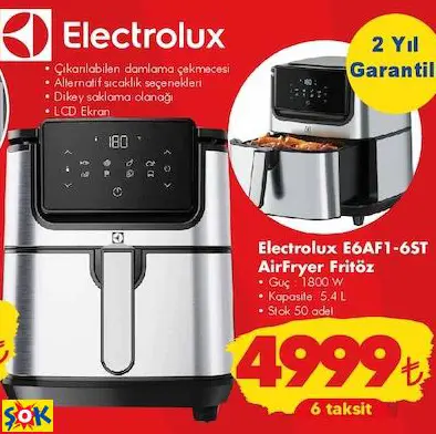 ELECTROLUX E6AF1-6ST AİRFRYER FRİTÖZ